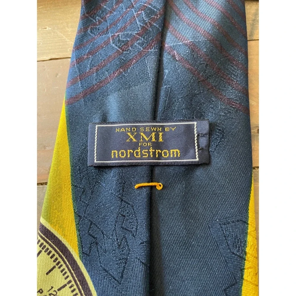 XMI Nordstrom Silk Tie Journey to Mars Navy Blue Hand Made USA